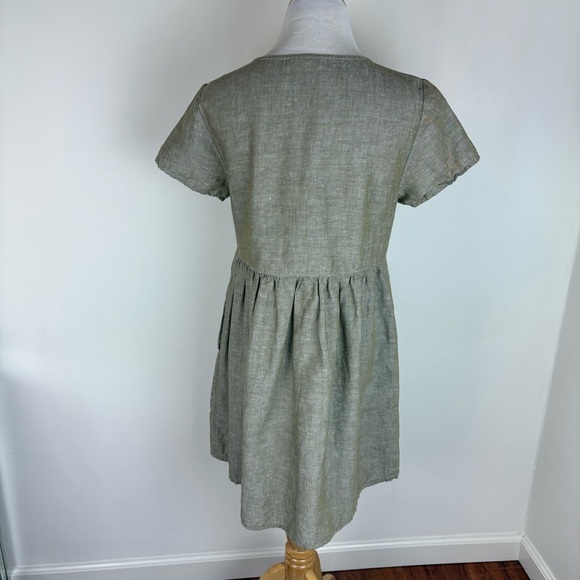 Madewell Linen-Blend Alexandra Button-Front Short Sleeves Dress Size S - Picture 5 of 8
